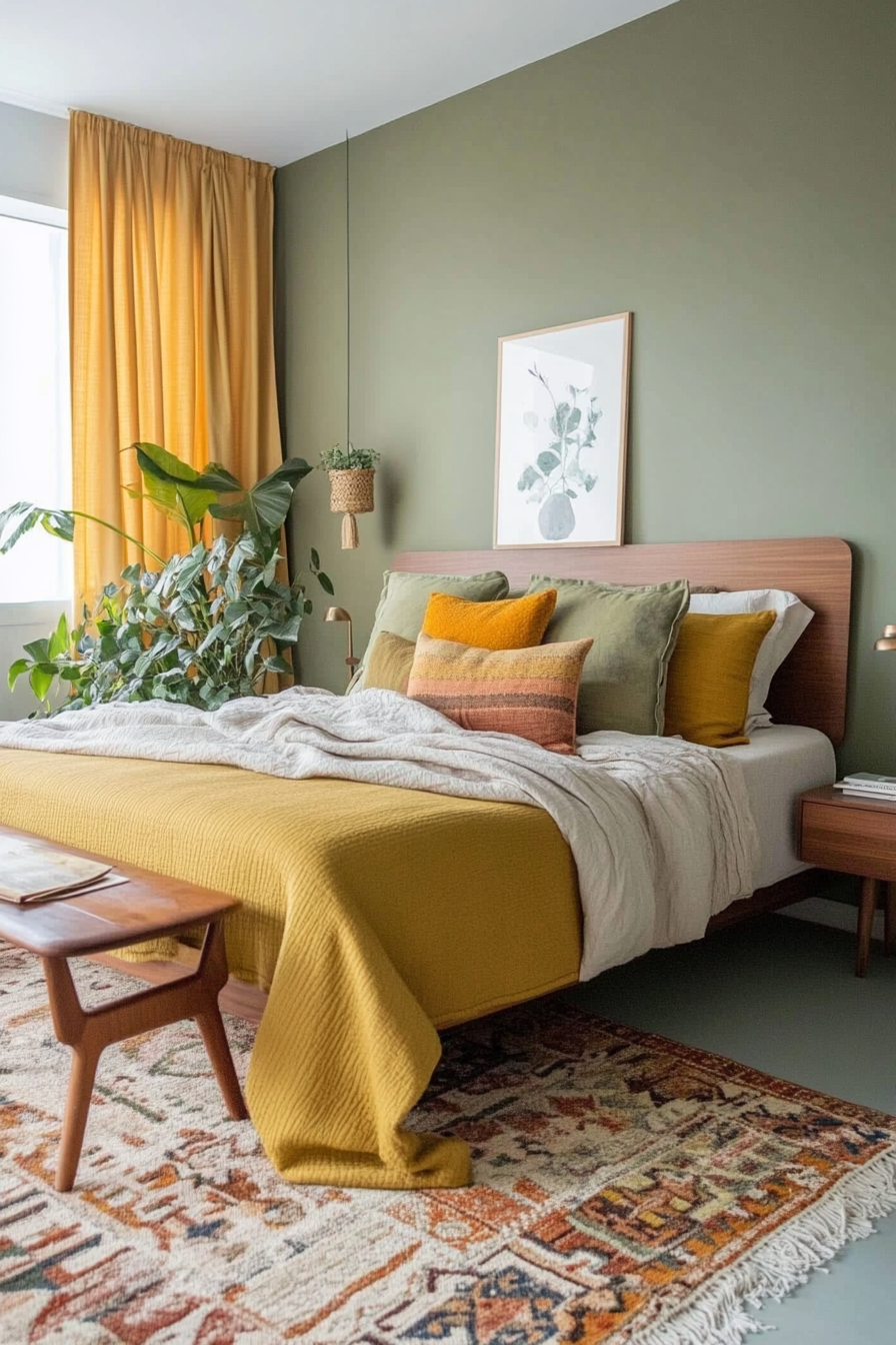 7. Mid-Century Modern Tranquil (Serene Bedroom Ideas) - Serene Bedroom Ideas