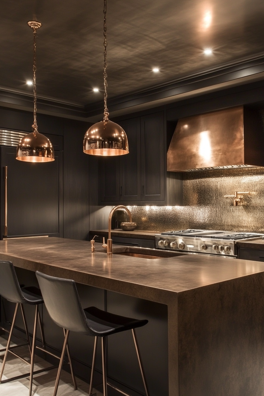 14. Cocoa and Copper Glam (Brown Kitchen Ideas) - Brown Kitchen Ideas