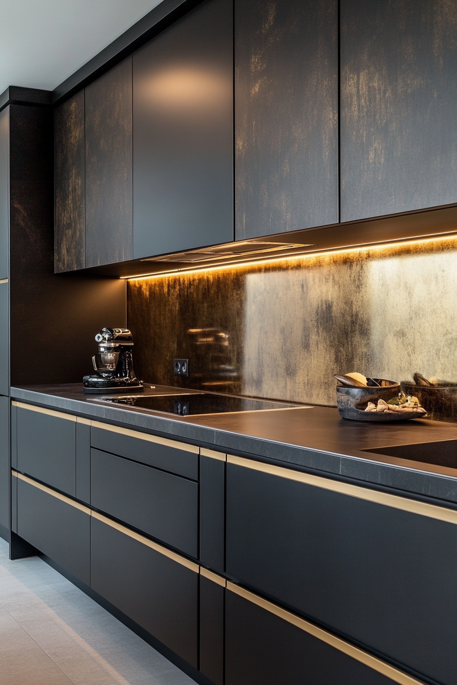 19. Espresso and Brass Urban Chic (Brown Kitchen Ideas) - Brown Kitchen Ideas