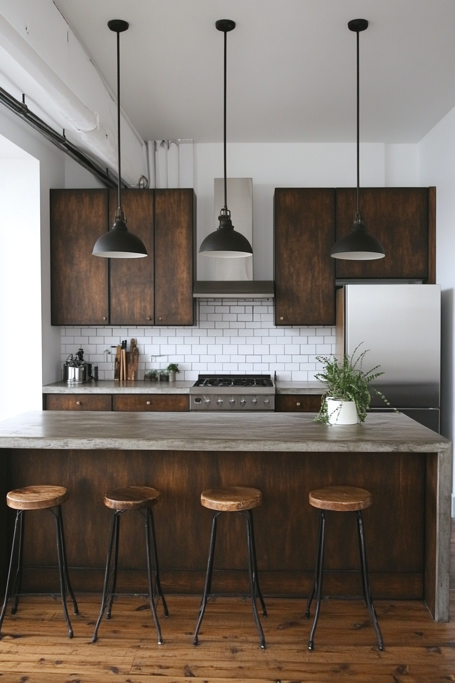 20. Saddle Brown Industrial Loft (Brown Kitchen Ideas) - Brown Kitchen Ideas