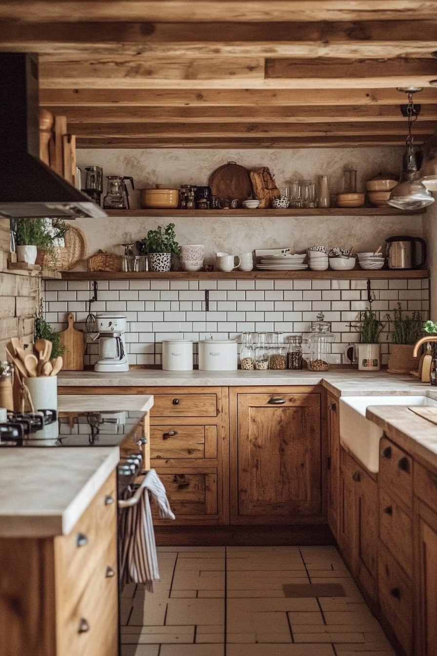 22. Cinnamon and Stone Country Chic (Brown Kitchen Ideas) - Brown Kitchen Ideas