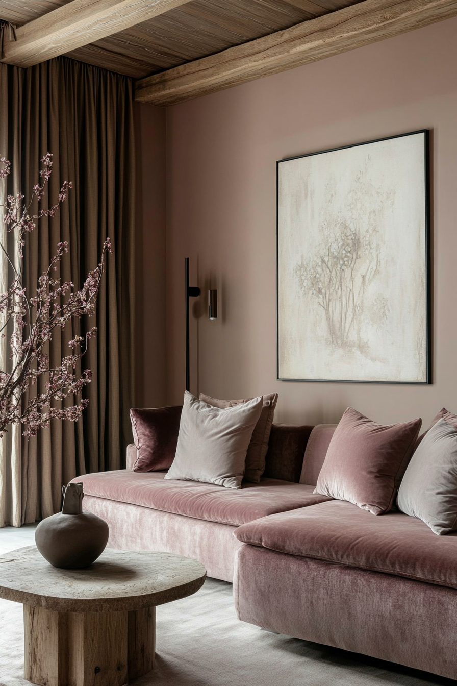 10. Dusty Rose Escape (Earth Tones Living Room Ideas) - Earth Tones Living Room Ideas