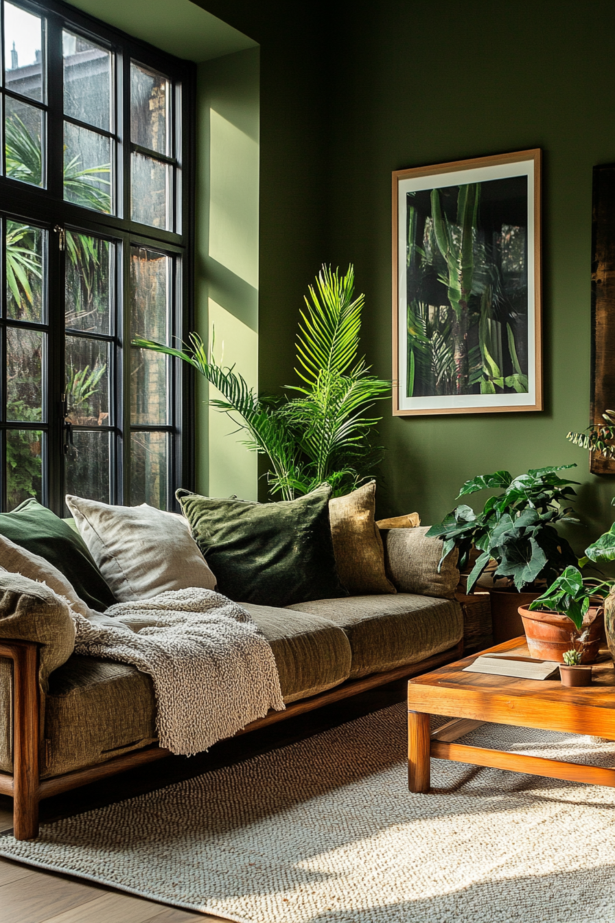 11. Deep Moss Tranquility (Earth Tones Living Room Ideas) - Earth Tones Living Room Ideas