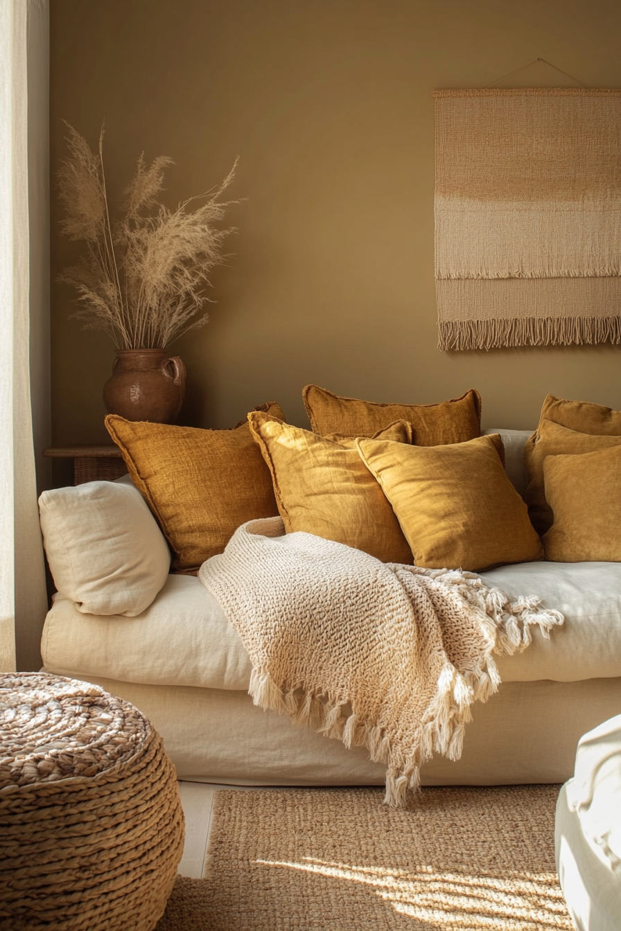 13. Golden Hour Vibe (Earth Tones Living Room Ideas) - Earth Tones Living Room Ideas