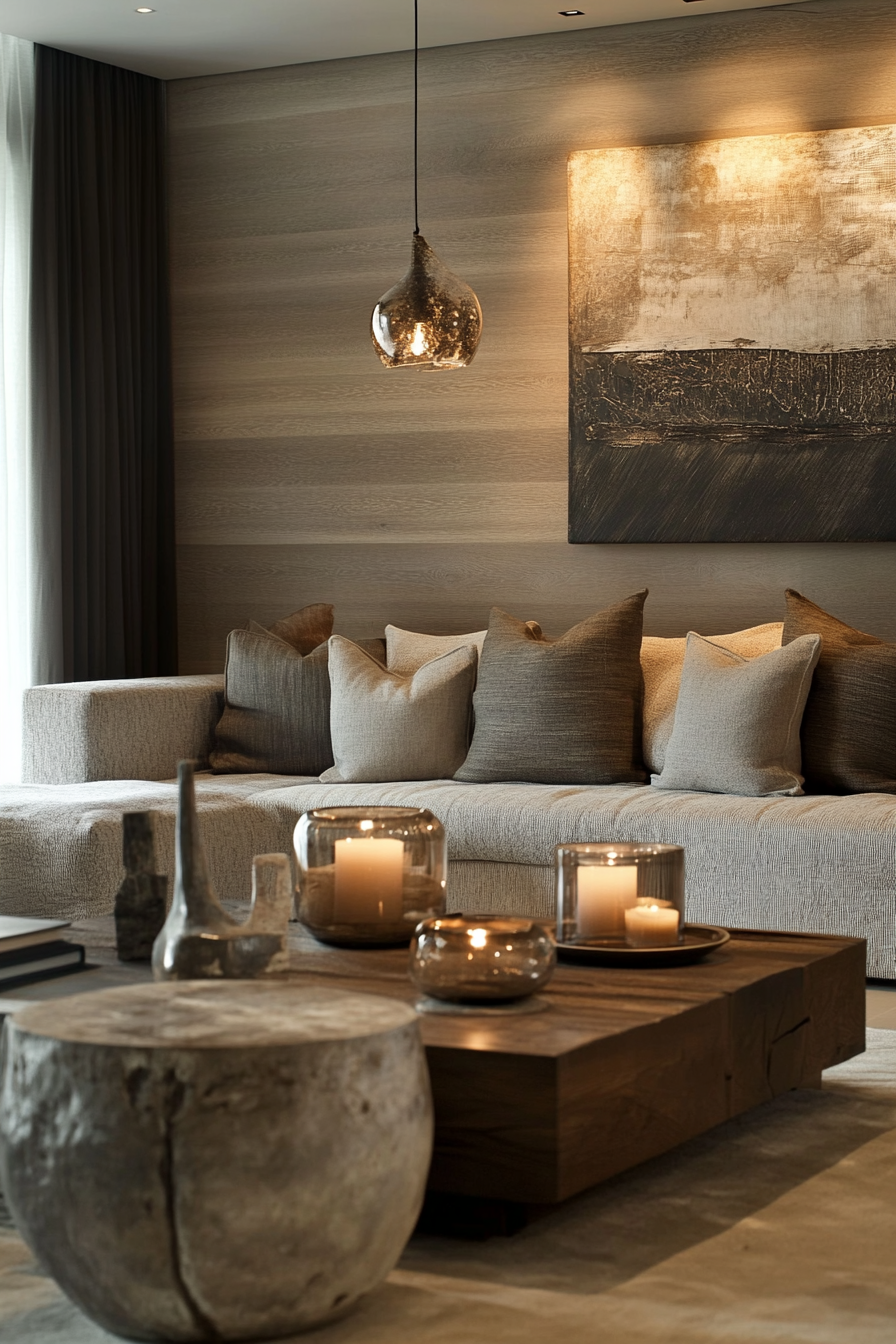 19. Ashen Oak Oasis (Earth Tones Living Room Ideas) - Earth Tones Living Room Ideas