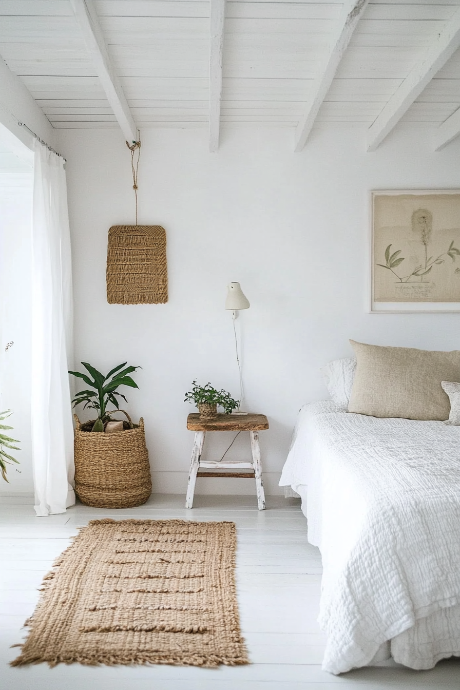 27. Tropical Scandi Fusion (White Bedroom Ideas) - White Bedroom Ideas