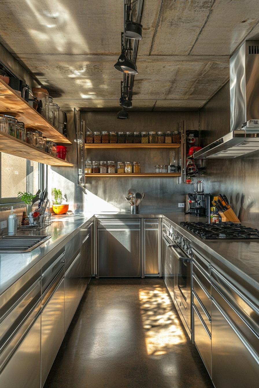 5. Sleek Steel Simplicity (Industrial Kitchen Ideas) - Industrial Kitchen Ideas