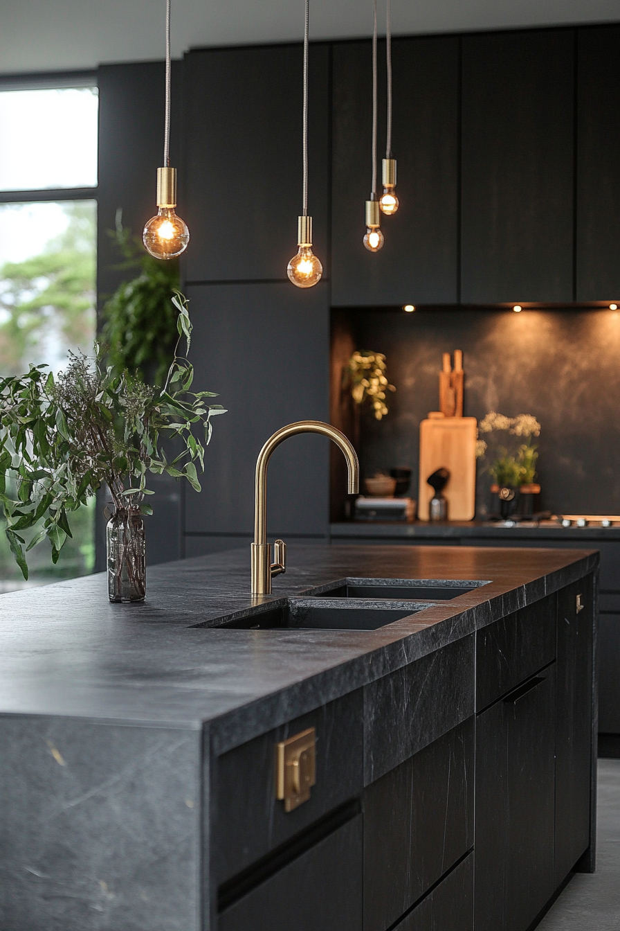 13. Polished Brass Accents (Industrial Kitchen Ideas) - Industrial Kitchen Ideas