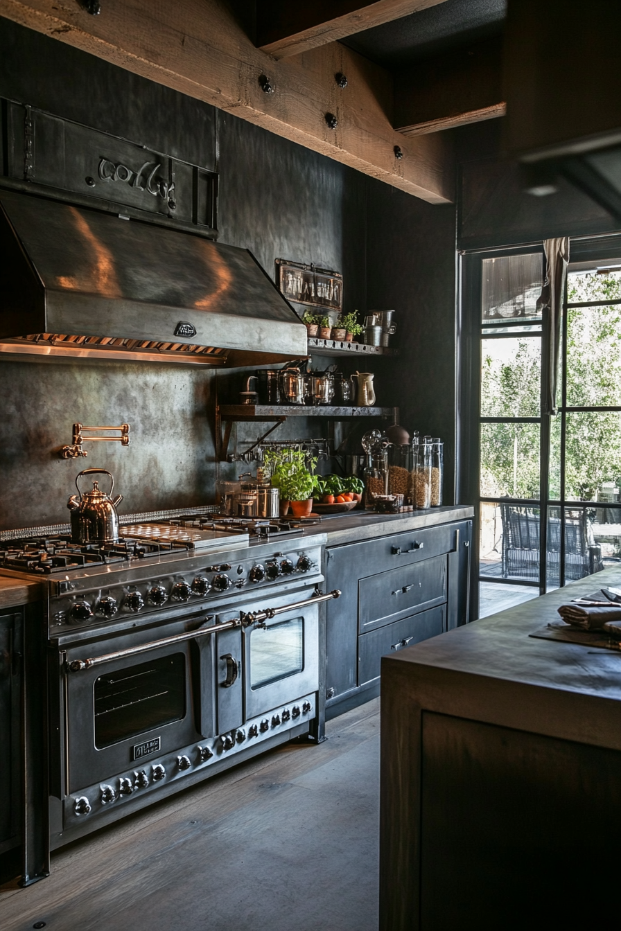 16. Vintage Metallic Shine (Industrial Kitchen Ideas) - Industrial Kitchen Ideas