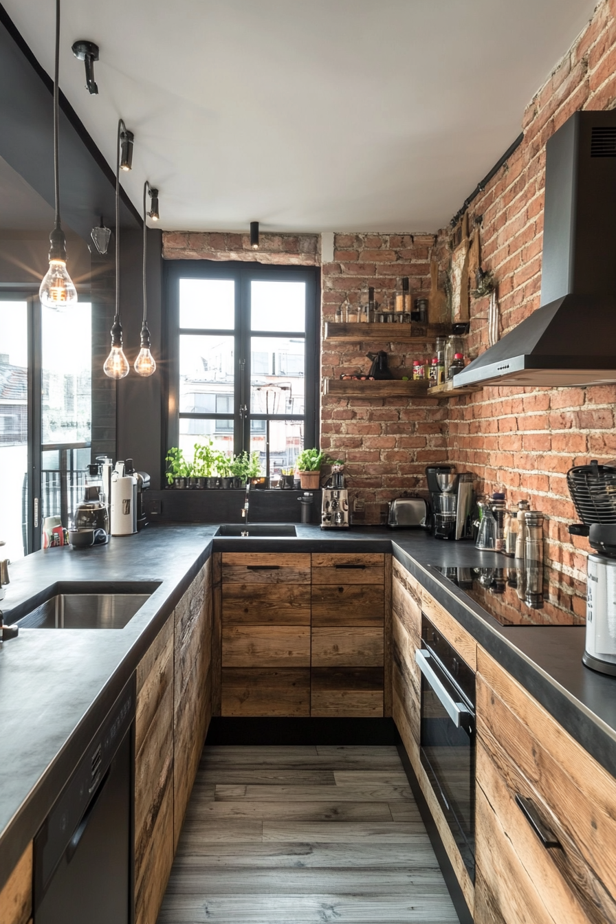 19. Reclaimed Wood & Black Steel (Industrial Kitchen Ideas) - Industrial Kitchen Ideas