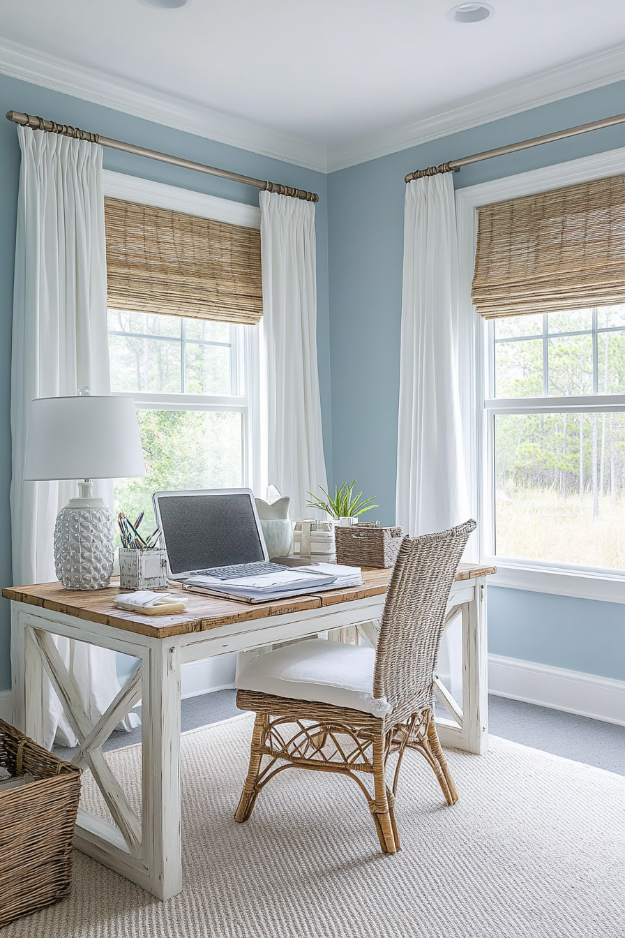 1. Coastal Calm (Home Office Bedroom Ideas) - Home Office Bedroom Ideas