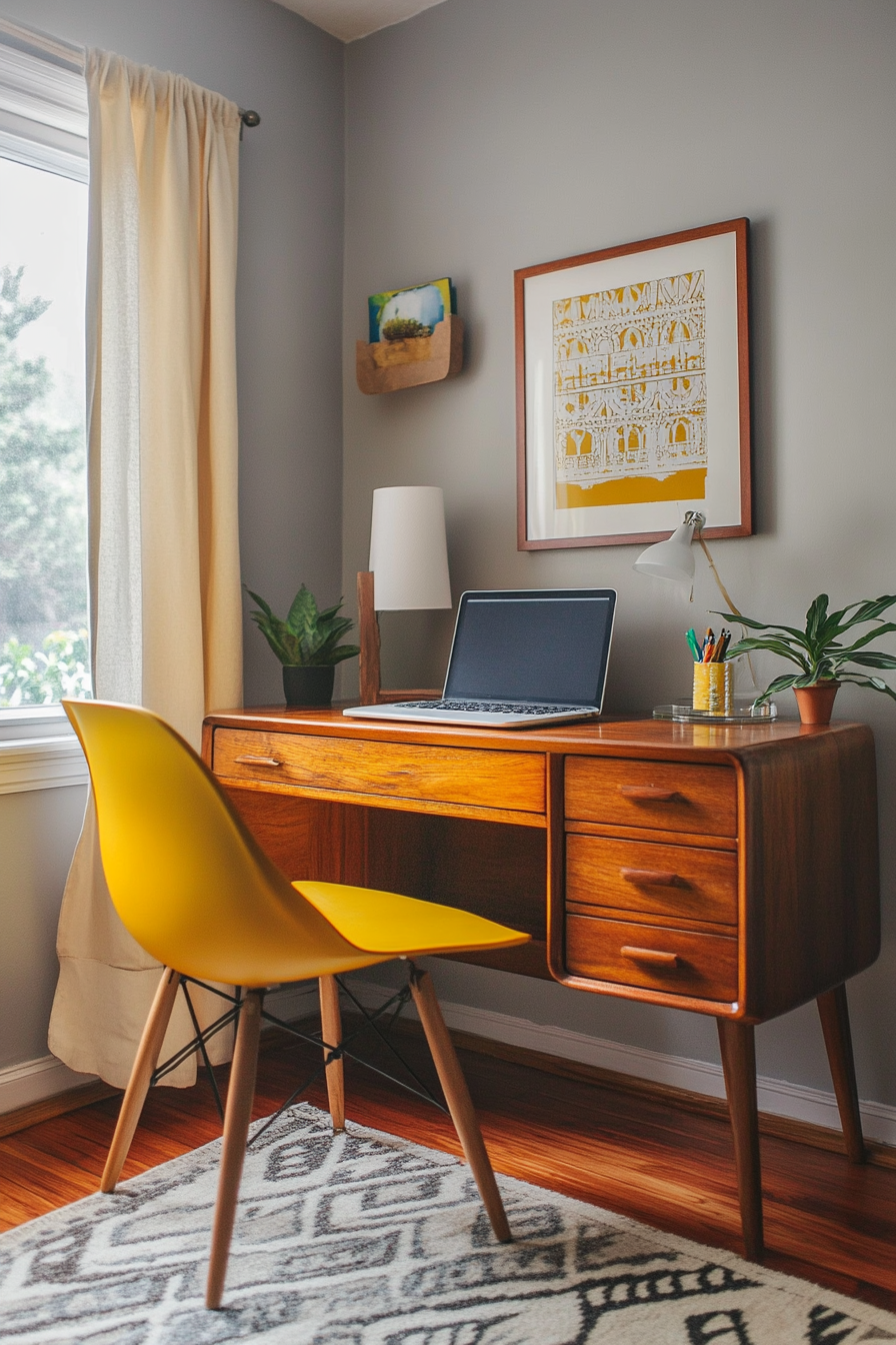 3. Mid-Century Modern (Home Office Bedroom Ideas) - Home Office Bedroom Ideas