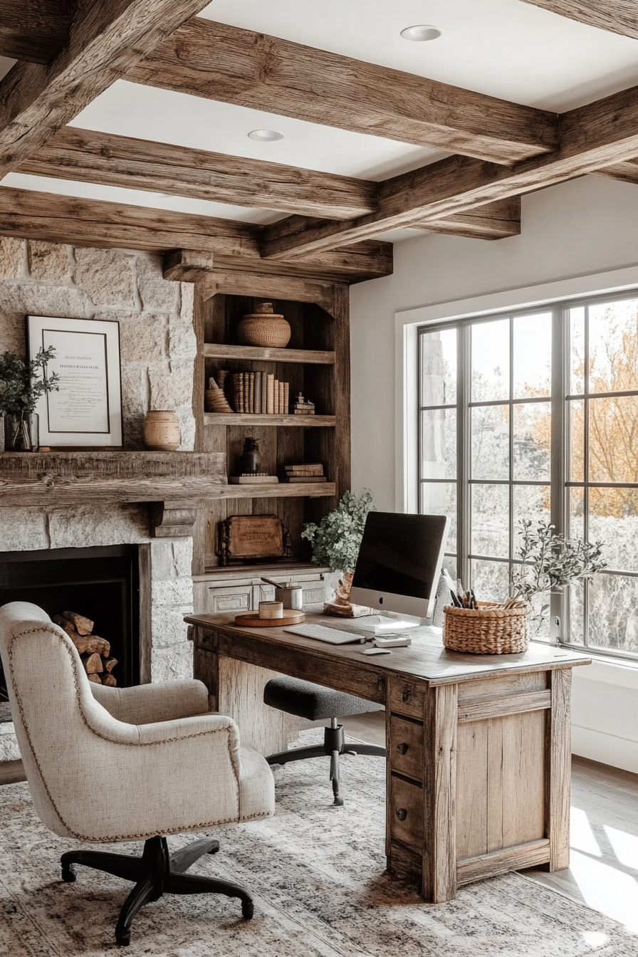 8. Rustic Charm (Home Office Bedroom Ideas) - Home Office Bedroom Ideas