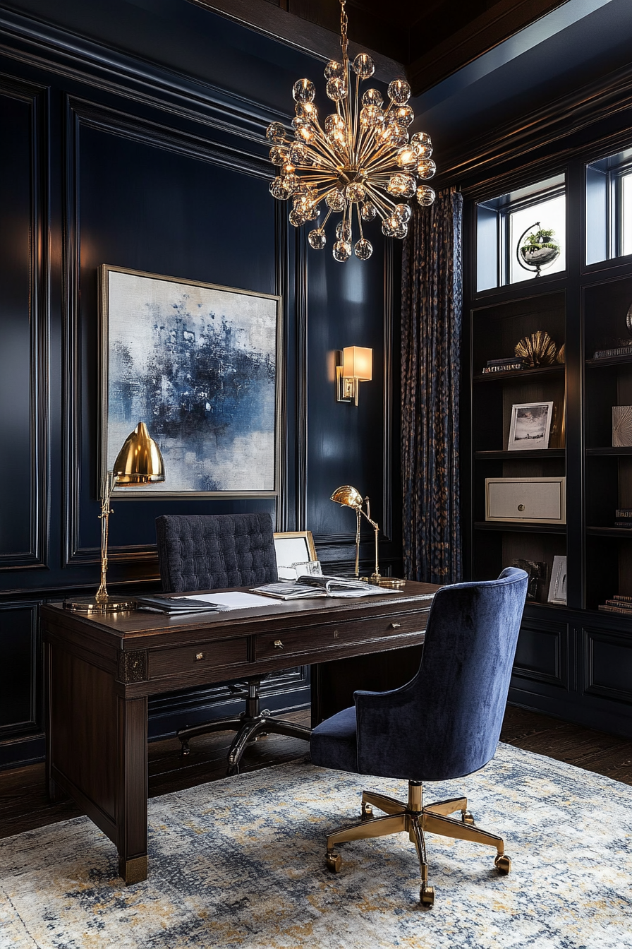 10. Art Deco Elegance (Home Office Bedroom Ideas) - Home Office Bedroom Ideas