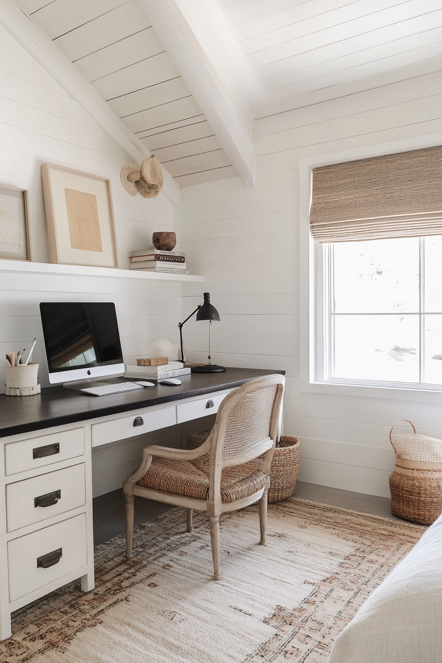 12. Modern Farmhouse (Home Office Bedroom Ideas) - Home Office Bedroom Ideas