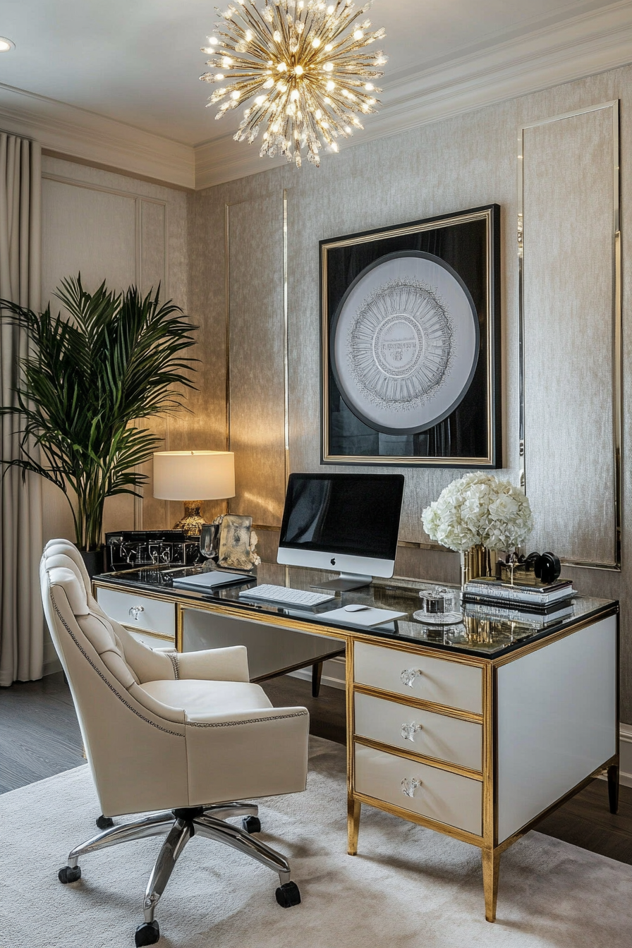 19. Hollywood Glam (Home Office Bedroom Ideas) - Home Office Bedroom Ideas