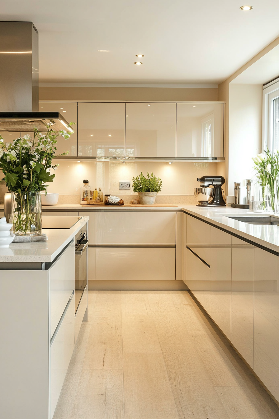 2. Modern Minimalist Cream (Cream Kitchen Ideas) - Cream Kitchen Ideas