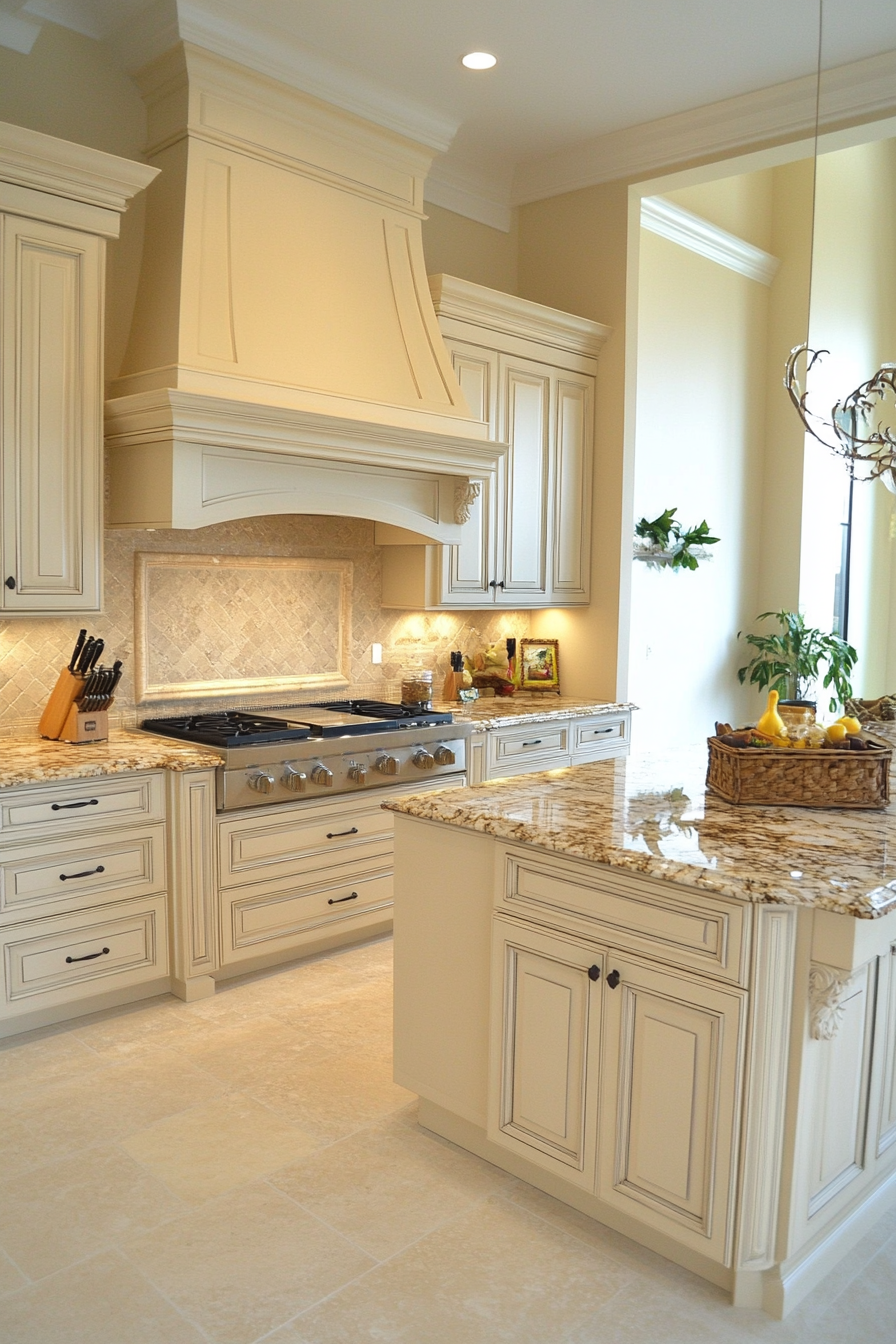 16. Cream and Marble Luxe (Cream Kitchen Ideas) - Cream Kitchen Ideas