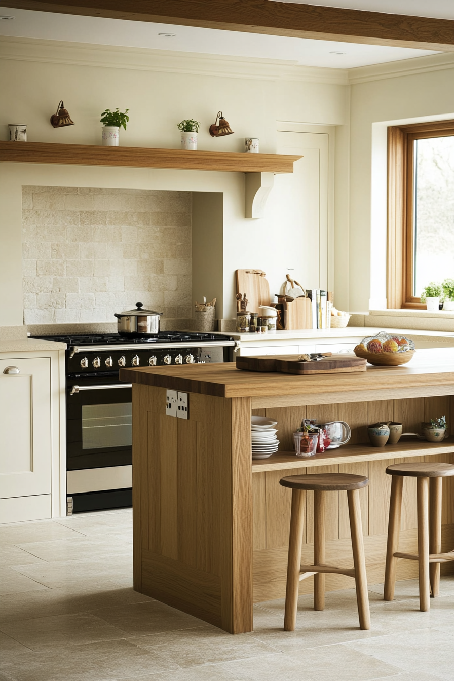 21. Cream with Warm Wood Accents (Cream Kitchen Ideas) - Cream Kitchen Ideas