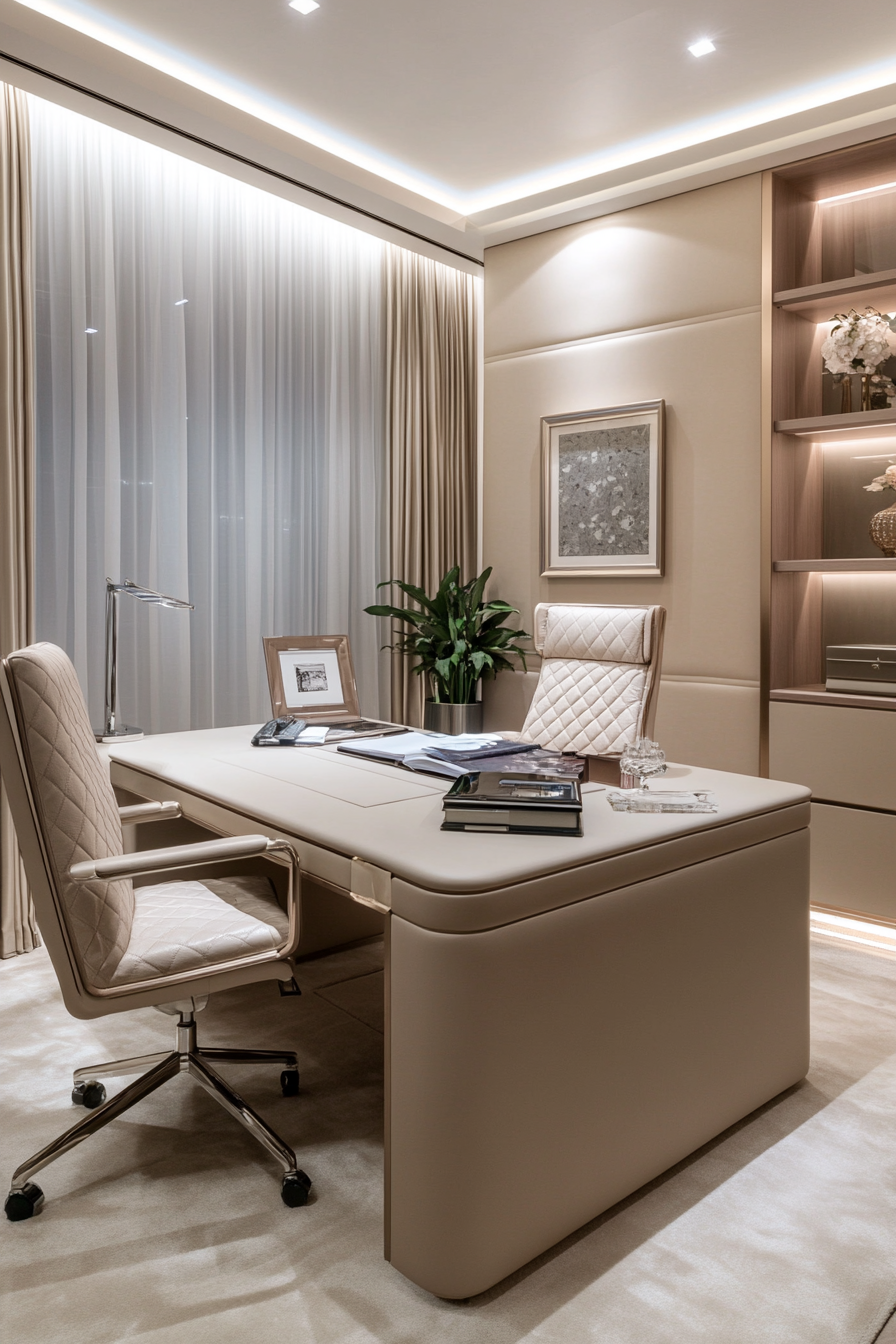 8. Transitional Tranquility (Small Office Ideas) - Small Office Ideas