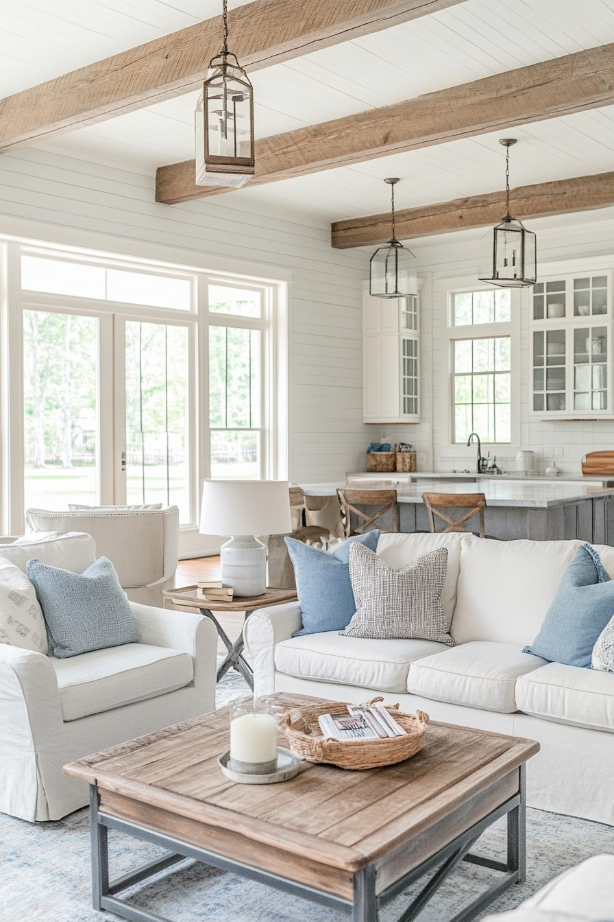 6. Rustic Farmhouse Charm (Light Gray Living Room Ideas) - Light Gray Living Room Ideas