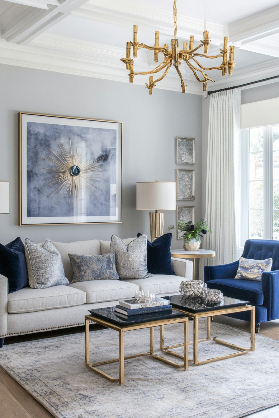 19. Hollywood Regency (Light Gray Living Room Ideas) - Light Gray Living Room Ideas