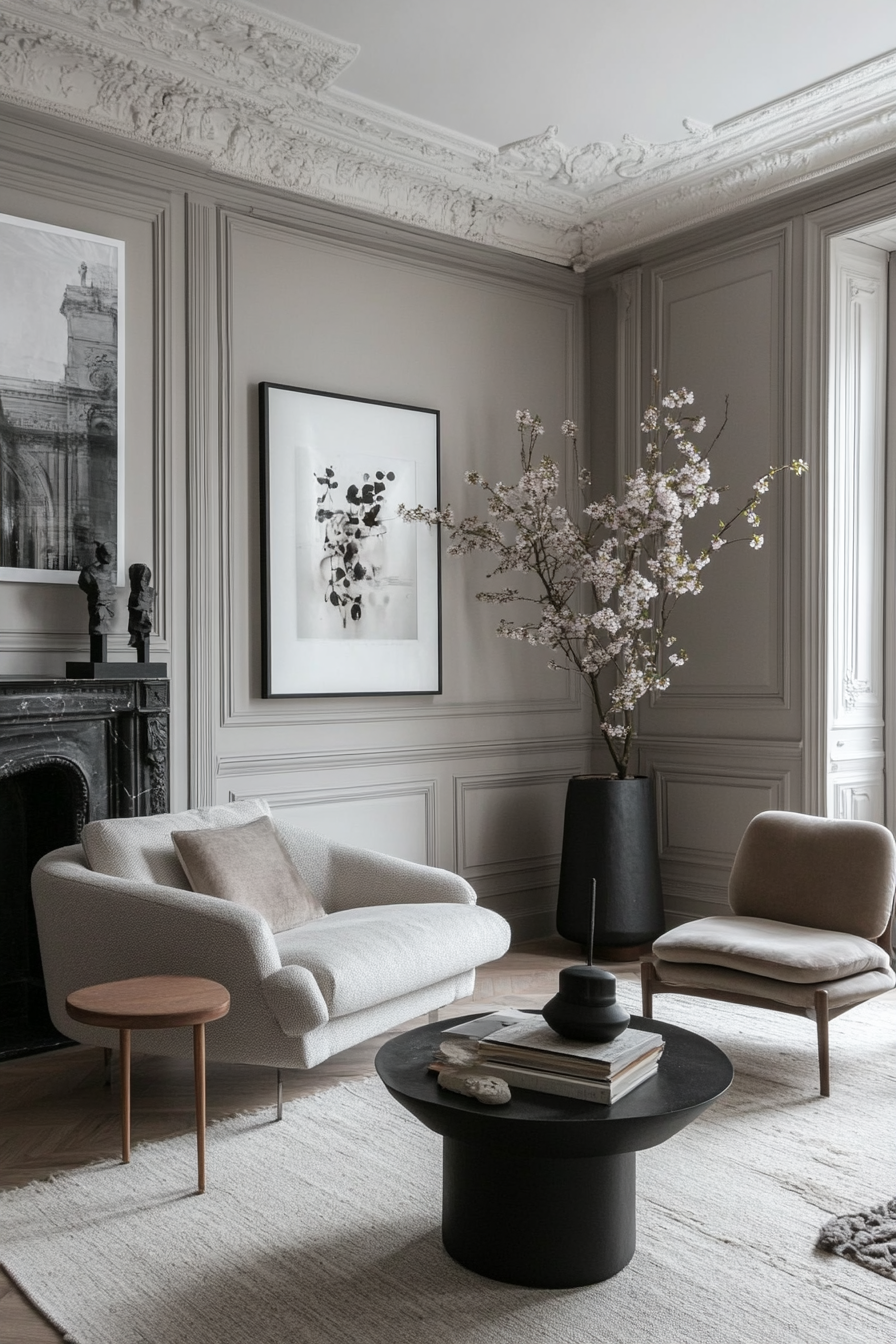 21. Parisian Chic (Light Gray Living Room Ideas) - Light Gray Living Room Ideas