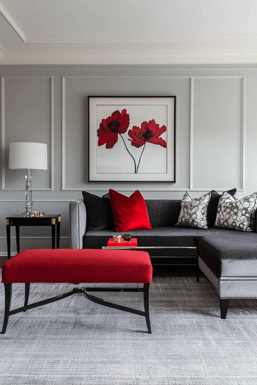 24. High-Contrast Drama (Light Gray Living Room Ideas) - Light Gray Living Room Ideas