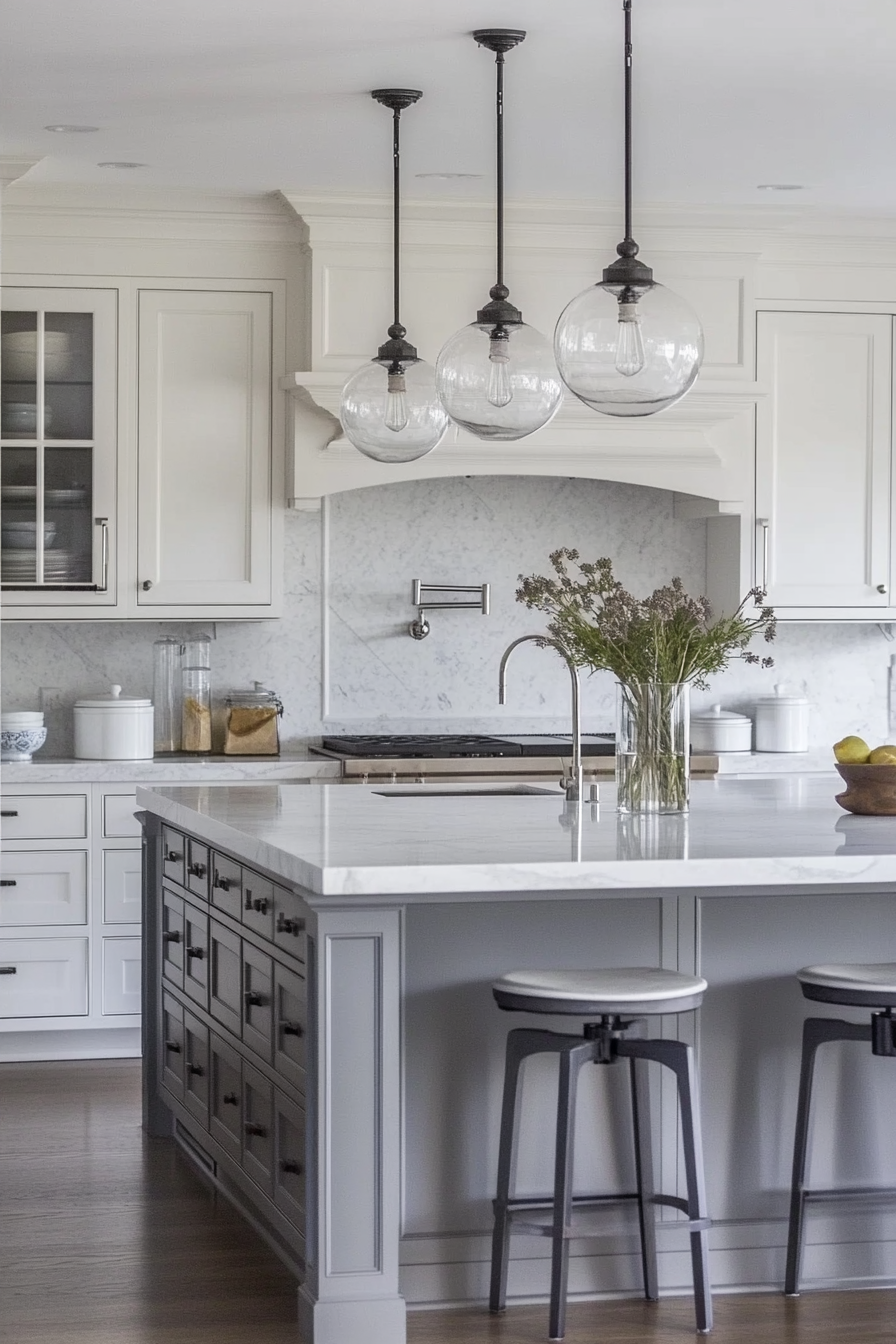 9. Transitional Style (Grey And White Kitchen Ideas) - Grey And White Kitchen Ideas