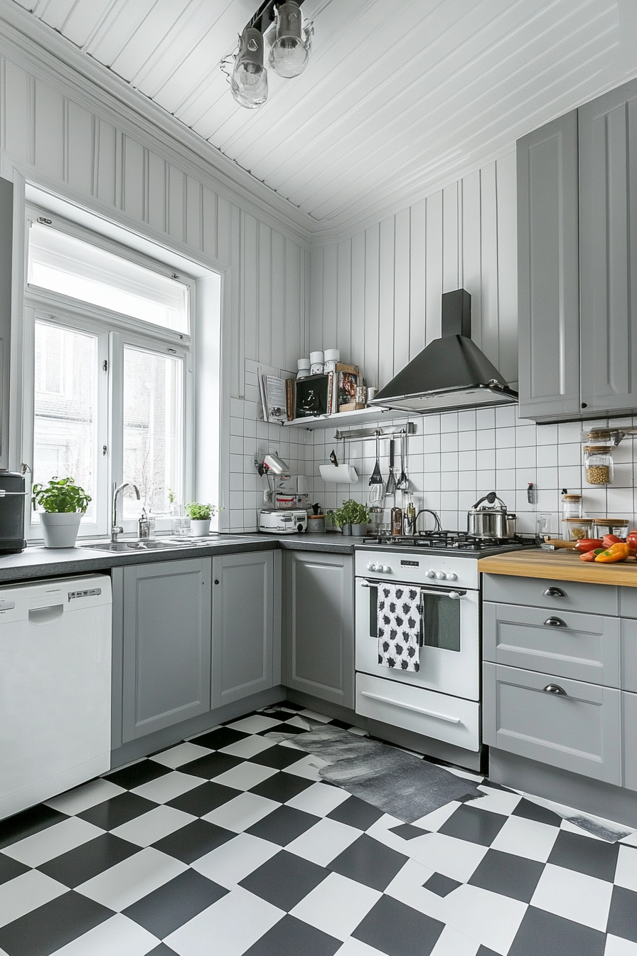 12. Vintage Flair (Grey And White Kitchen Ideas) - Grey And White Kitchen Ideas