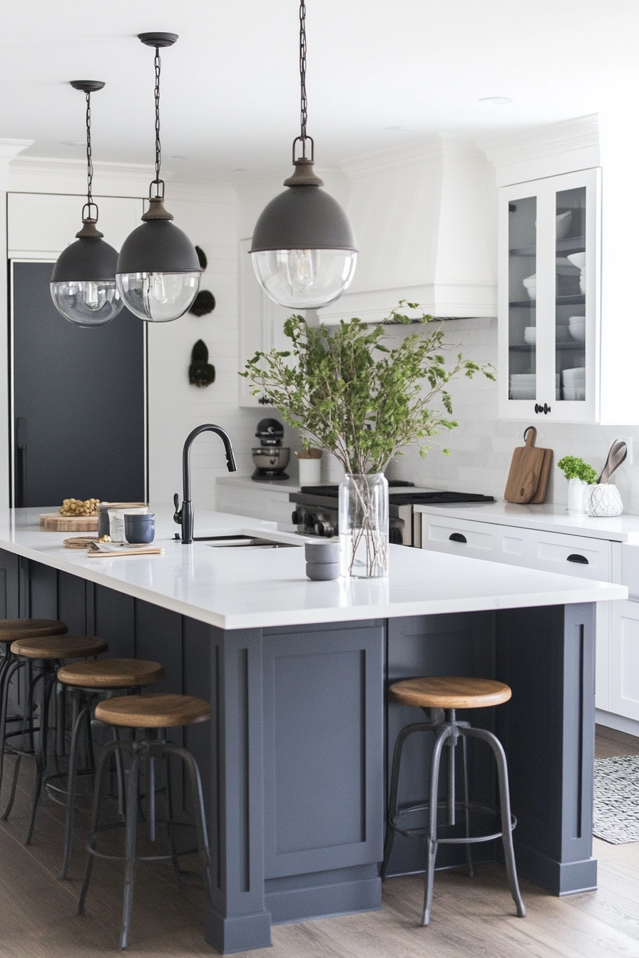 15. Pop of Color (Grey And White Kitchen Ideas) - Grey And White Kitchen Ideas