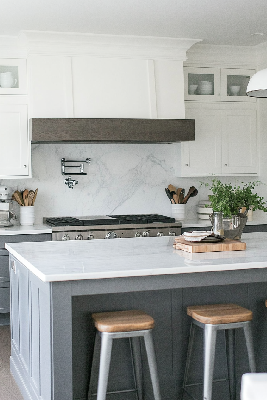 20. Metallic Accents (Grey And White Kitchen Ideas) - Grey And White Kitchen Ideas