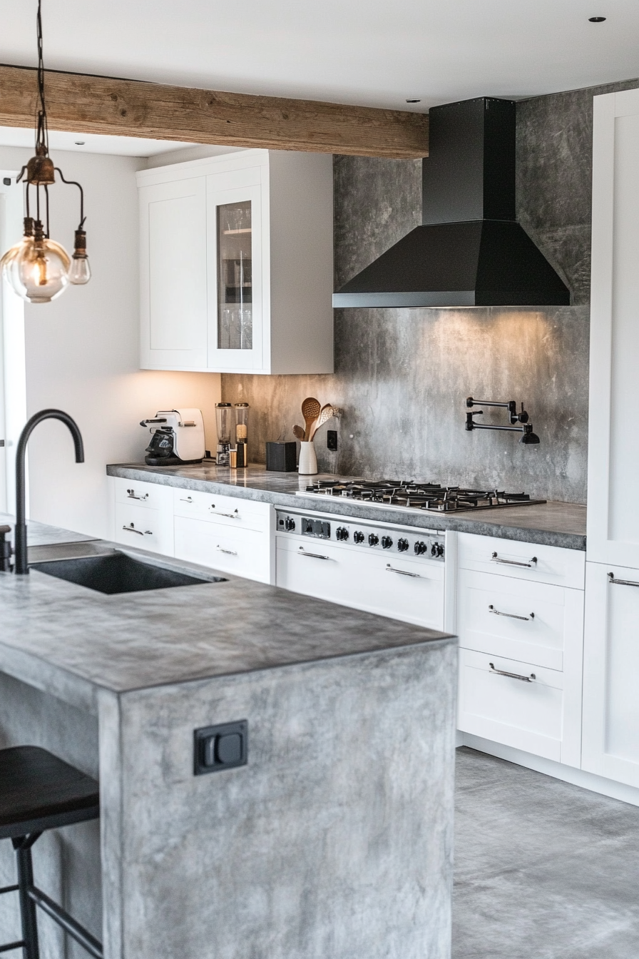 21. Concrete Elements (Grey And White Kitchen Ideas) - Grey And White Kitchen Ideas