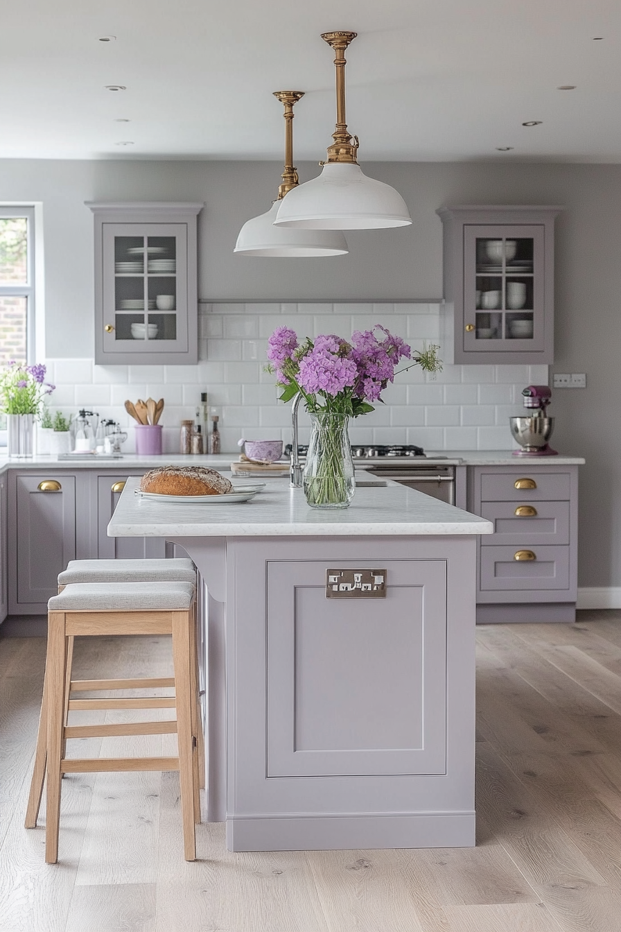 22. Soft Pastel Touches (Grey And White Kitchen Ideas) - Grey And White Kitchen Ideas
