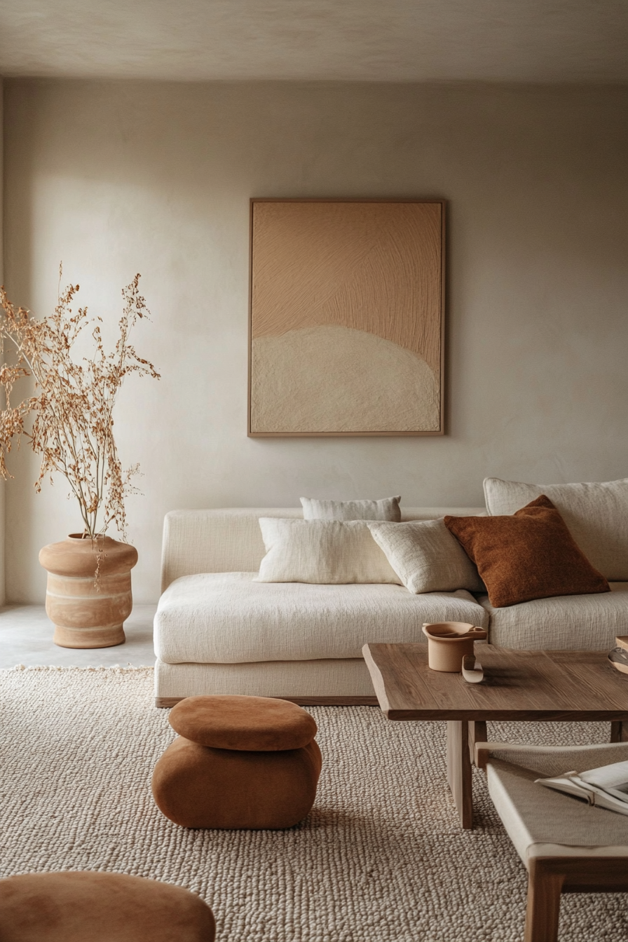 2. Earthy Tones Retreat (Minimalist Living Room Ideas) - Minimalist Living Room Ideas