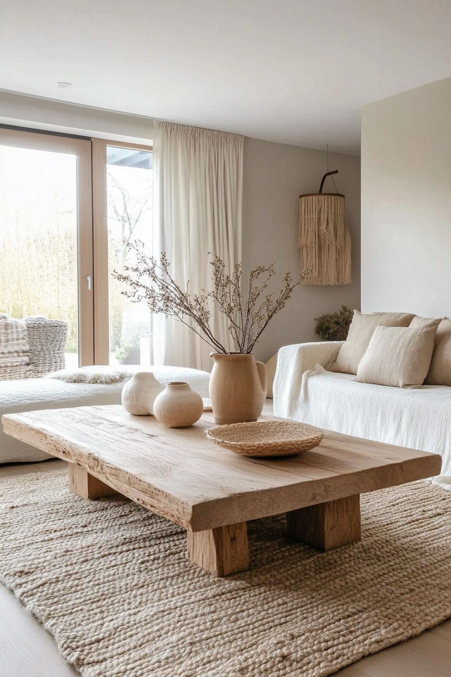 9. Warm Taupe and Light Wood (Minimalist Living Room Ideas) - Minimalist Living Room Ideas