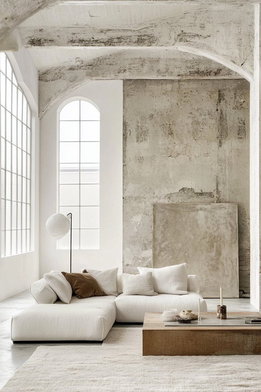 10. Soft Whites and Concrete (Minimalist Living Room Ideas) - Minimalist Living Room Ideas