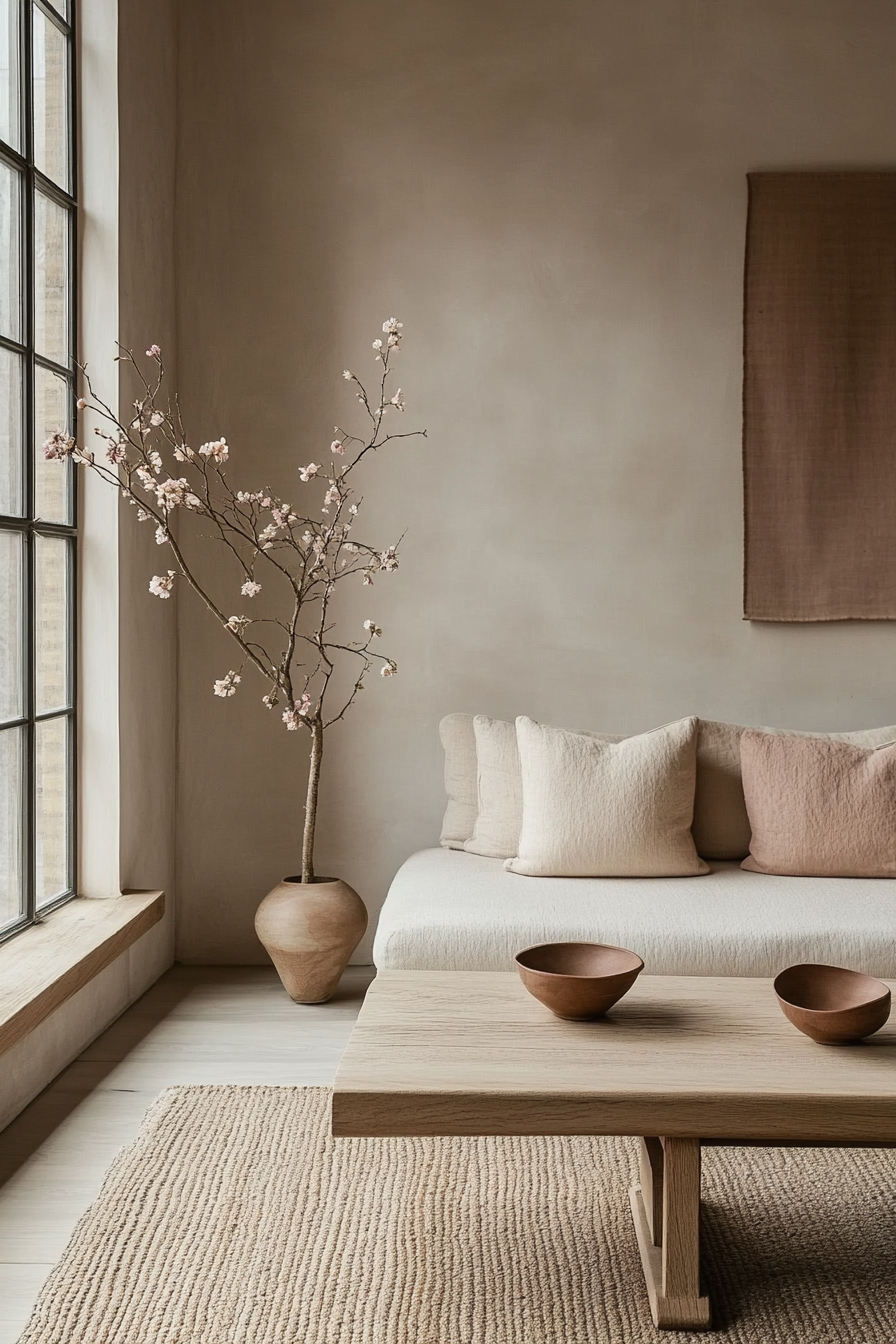 14. Soft Pink with Simple Lines (Minimalist Living Room Ideas) - Minimalist Living Room Ideas