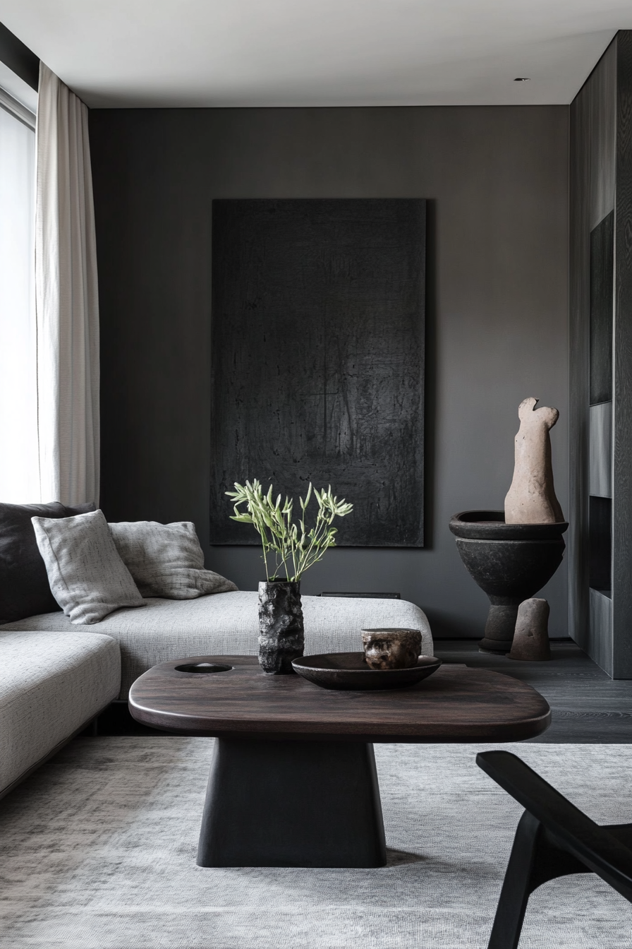 18. Dark Gray and Matte Black (Minimalist Living Room Ideas) - Minimalist Living Room Ideas