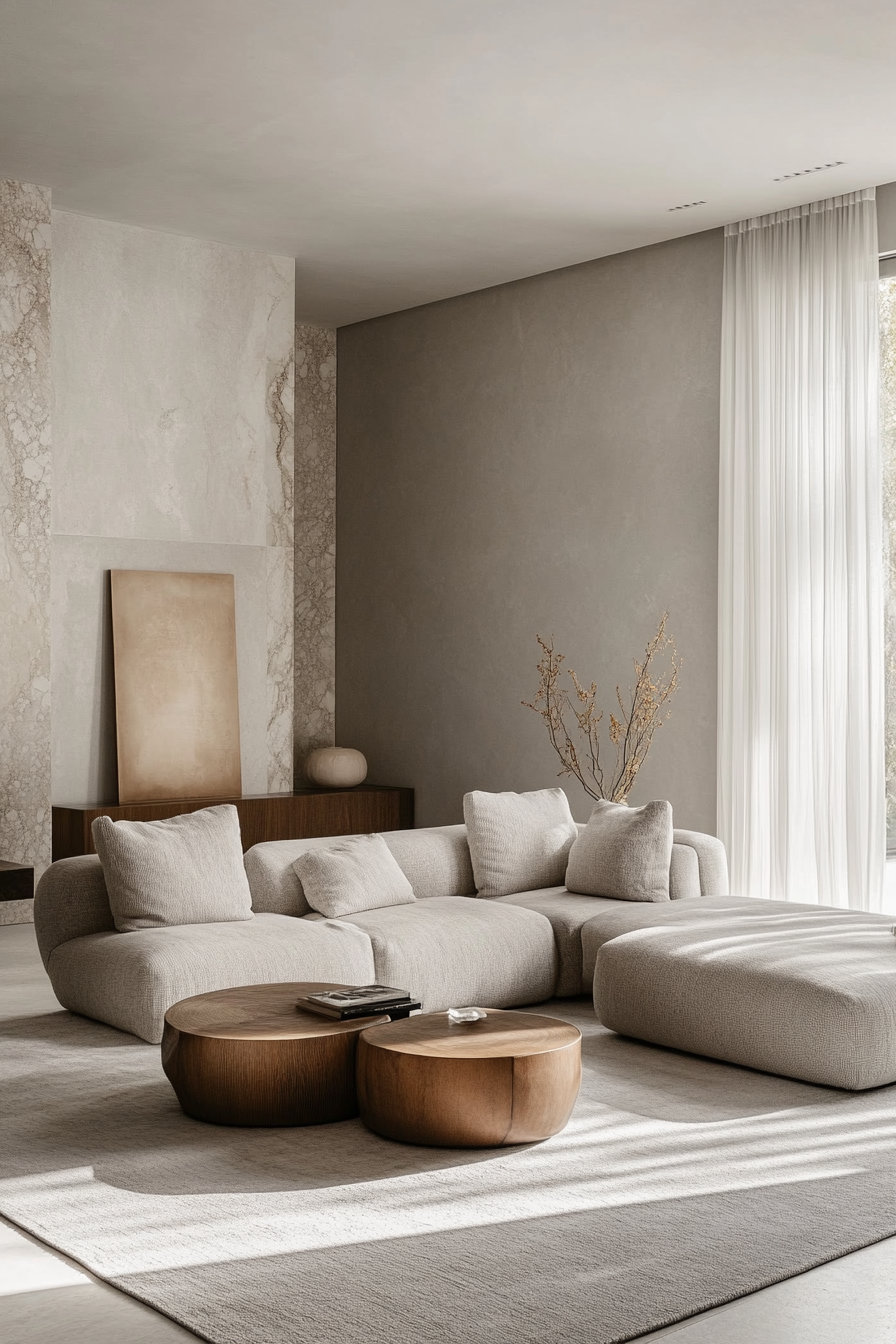 21. Soft Gray with Marble Accents (Minimalist Living Room Ideas) - Minimalist Living Room Ideas