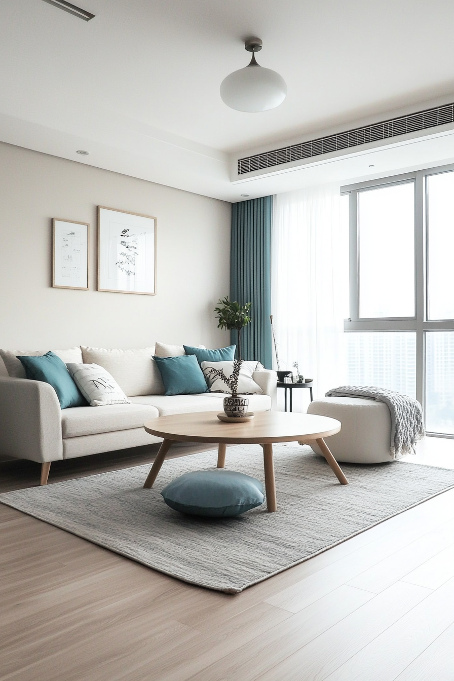 22. Cool Teal and White (Minimalist Living Room Ideas) - Minimalist Living Room Ideas