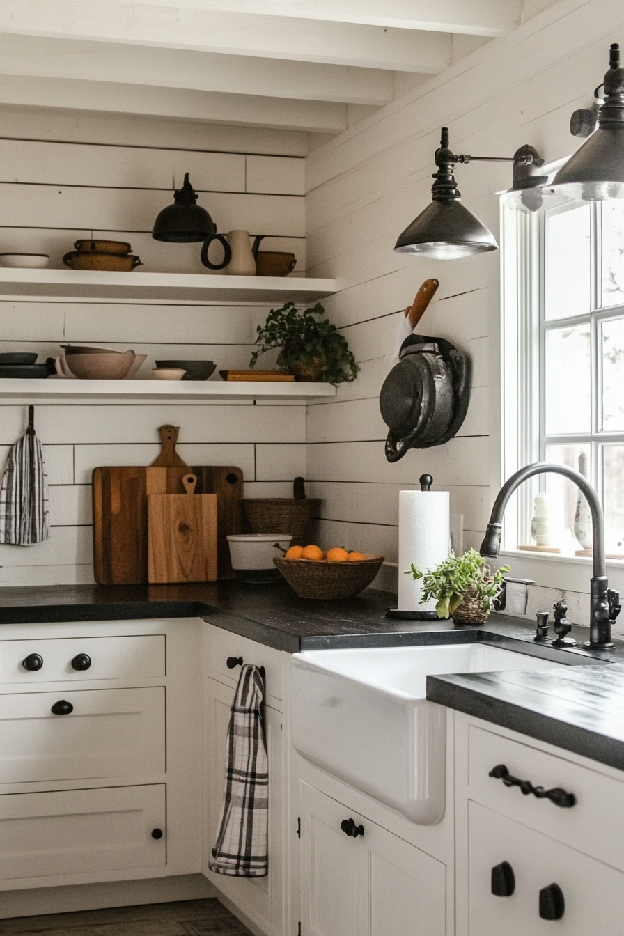 10. Modern Farmhouse Fusion (White And Black Kitchen Ideas) - White And Black Kitchen Ideas