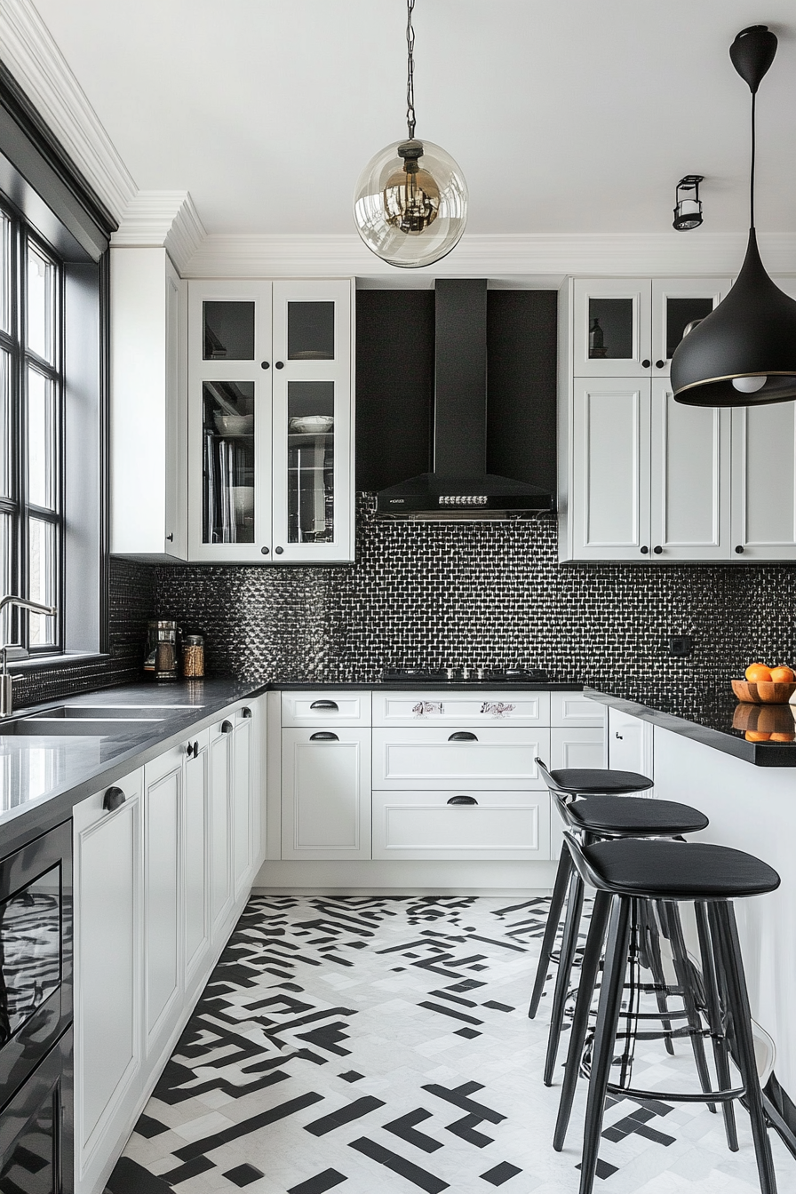 12. Art Deco Inspired (White And Black Kitchen Ideas) - White And Black Kitchen Ideas