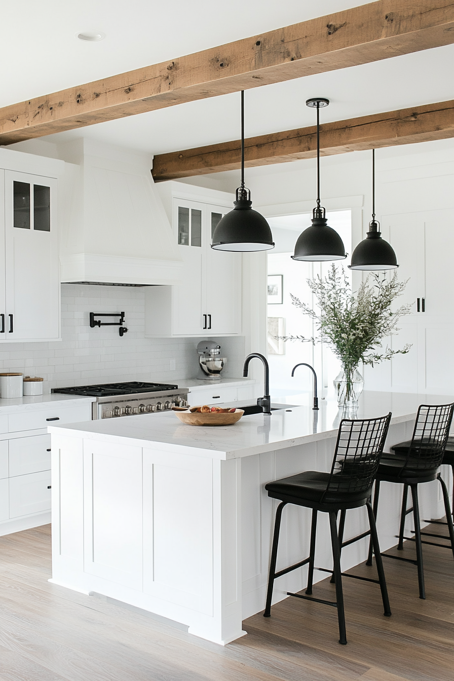 13. Transitional Chic (White And Black Kitchen Ideas) - White And Black Kitchen Ideas