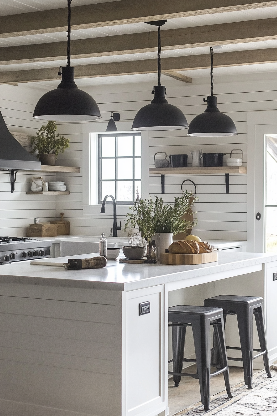 15. Black-and-White Farmhouse (White And Black Kitchen Ideas) - White And Black Kitchen Ideas