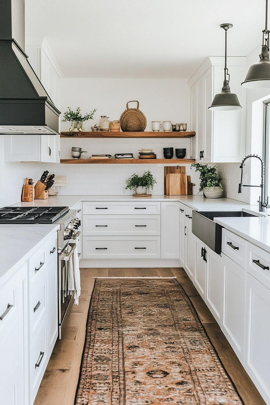 16. White with Black Cabinet Hardware (White And Black Kitchen Ideas) - White And Black Kitchen Ideas