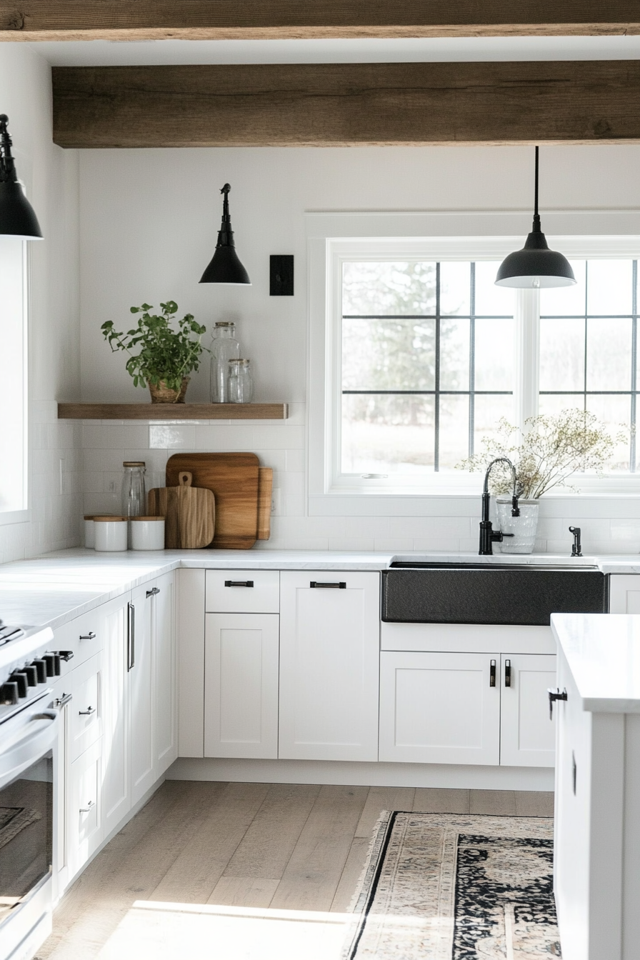 19. Cottagecore Black and White (White And Black Kitchen Ideas) - White And Black Kitchen Ideas