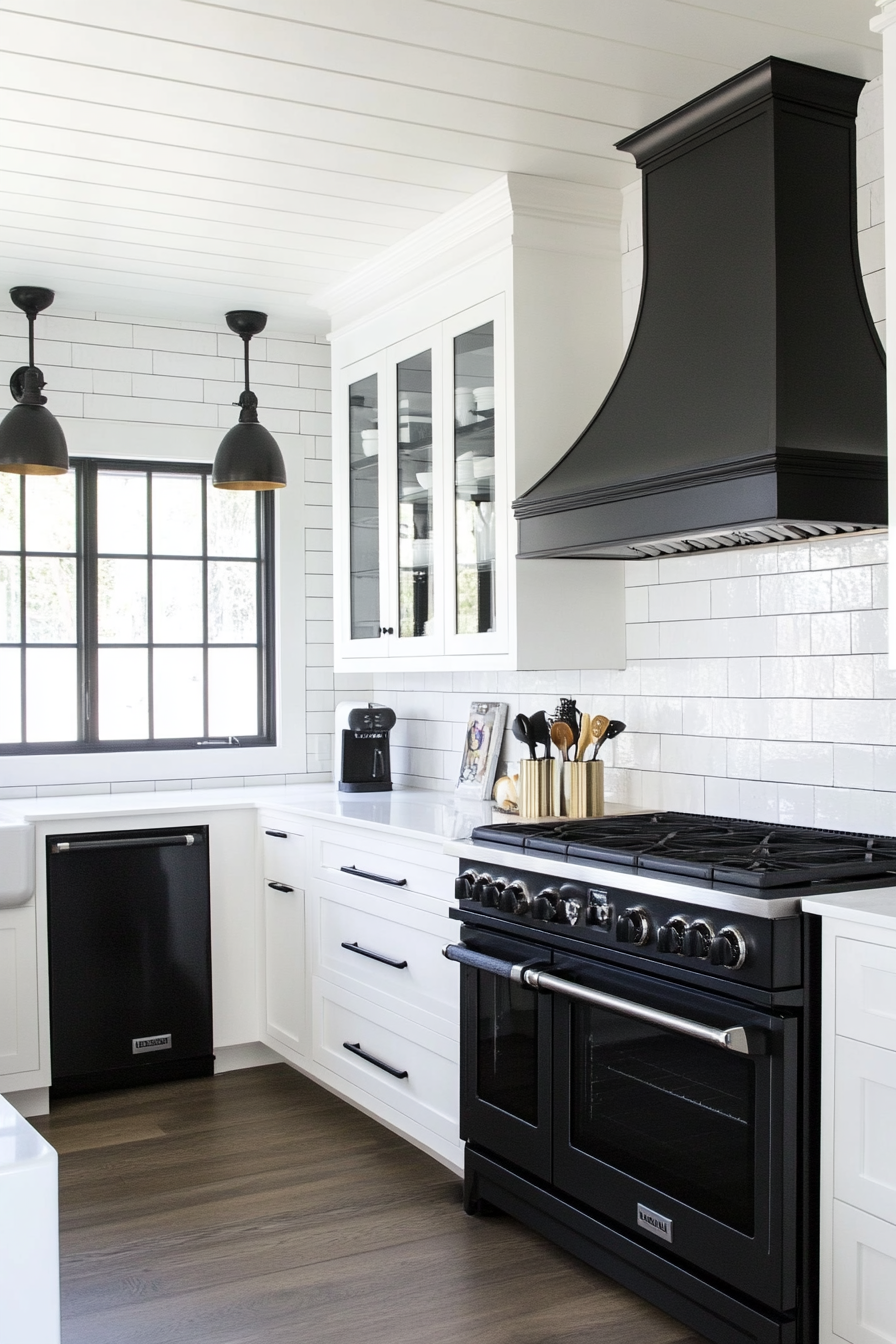 20. Bold Black Appliances (White And Black Kitchen Ideas) - White And Black Kitchen Ideas