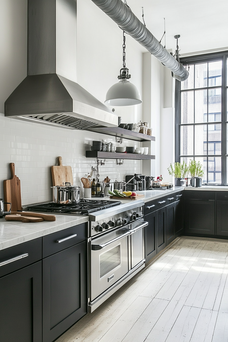 22. Urban Black and White (White And Black Kitchen Ideas) - White And Black Kitchen Ideas