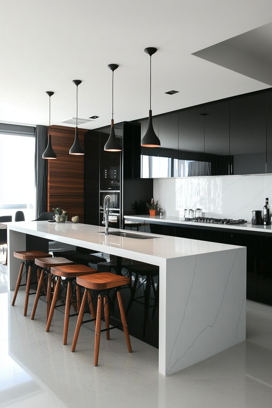 25. Modern High Contrast (White And Black Kitchen Ideas) - White And Black Kitchen Ideas